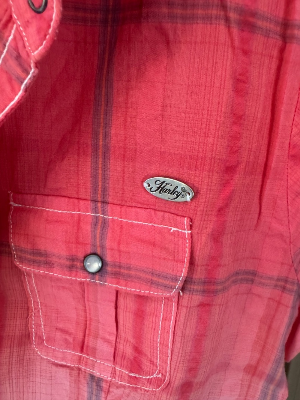 New Harley Davidson cotton snap front collared shirt Sz L - Picture 2 of 5